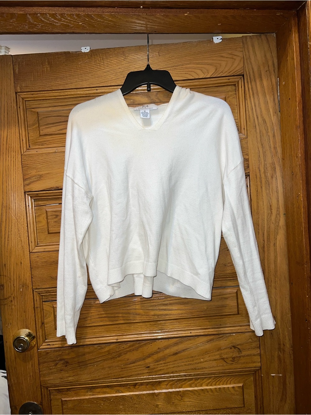 Magaschoni White Lightweight Hooded Pullover Sweater